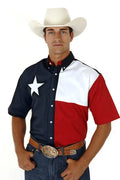 Roper Pieced Texas Flag (Multi) - Men's Short Sleeve Shirt