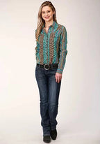 Roper 01418 Wild Stripe (Leopard) - Women's Western Blouse