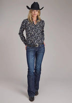 Roper 2422 Vintage Floral (Black) - Women's Western Blouse
