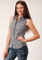 Roper 1460 Diamond Star Geo (Grey) - Women's Sleeveless Shirt