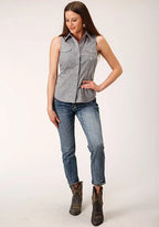 Roper 1460 Diamond Star Geo (Grey) - Women's Sleeveless Shirt