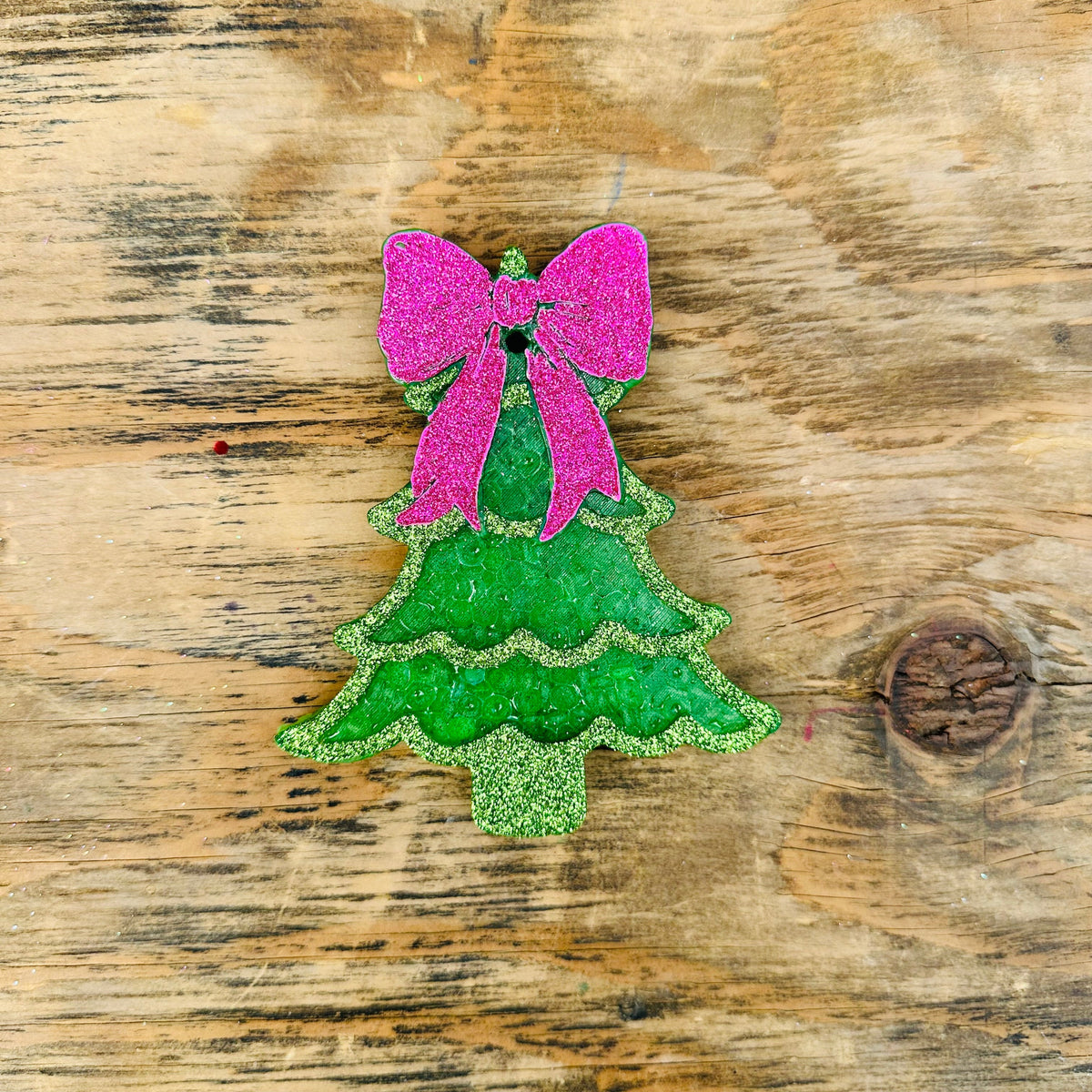Christmas Tree with a Bow Car Freshie