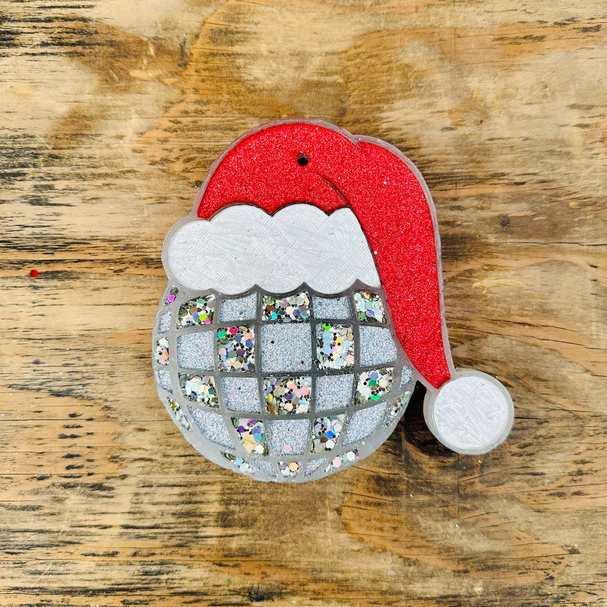 Christmas Disco Ball with Santa Hat Car Freshie