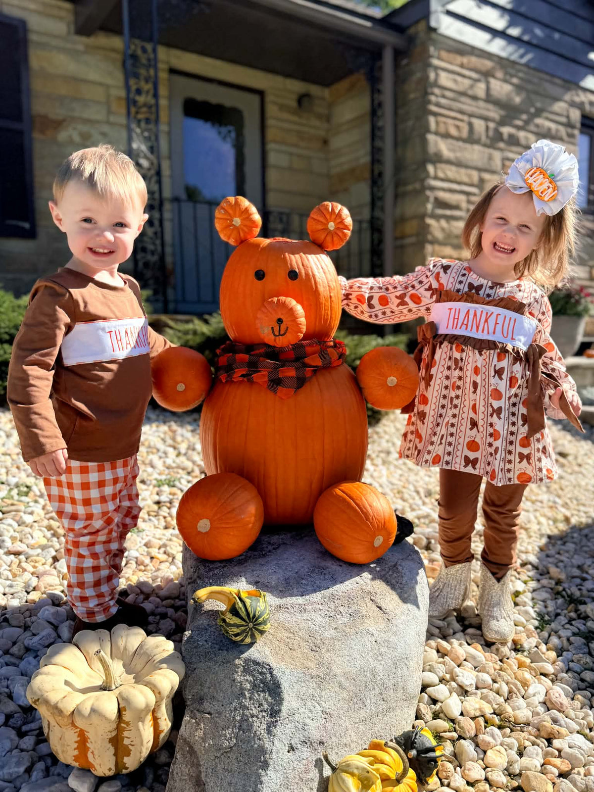 Thankful pumpkin bow - Girl set