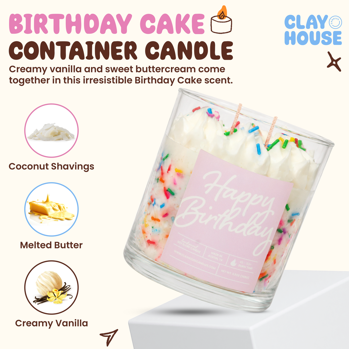 Birthday Cake Container Candle