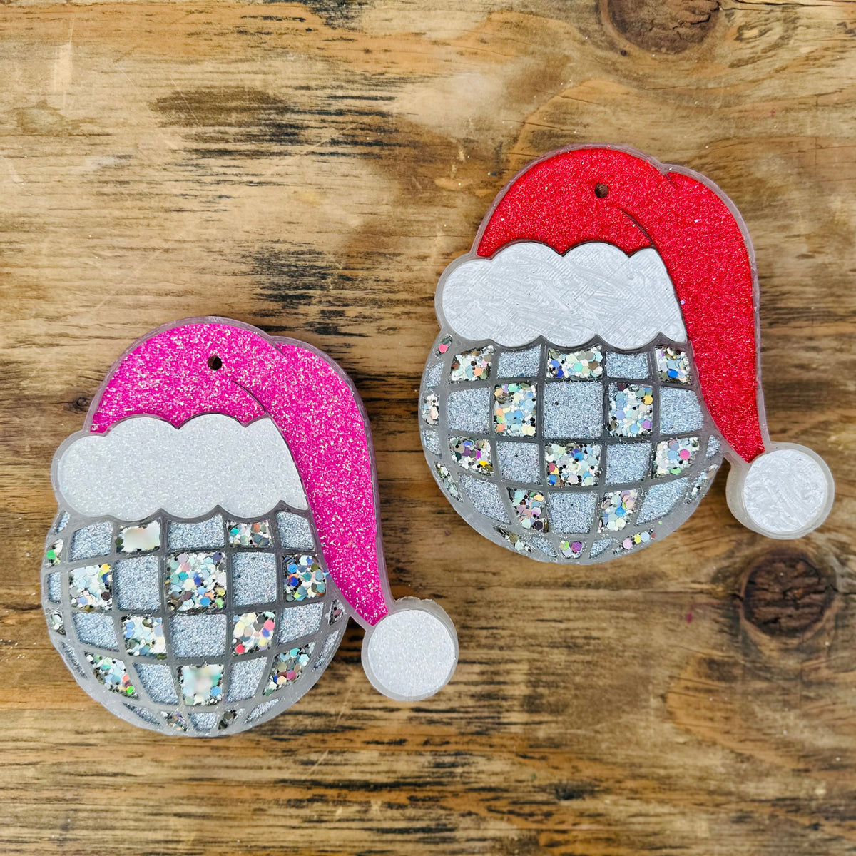 Christmas Disco Ball with Santa Hat Car Freshie