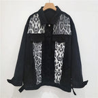 Wild Leopard Denim Jacket Top – Stylish Cowgirl Fashion with Leopard Print and Sequins