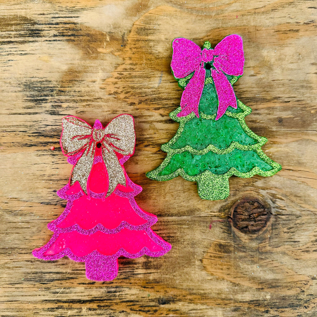 Christmas Tree with a Bow Car Freshie