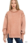 Acid Wash Exposed Seam Fleece Zenana Sweatshirt *Multiple Colors*