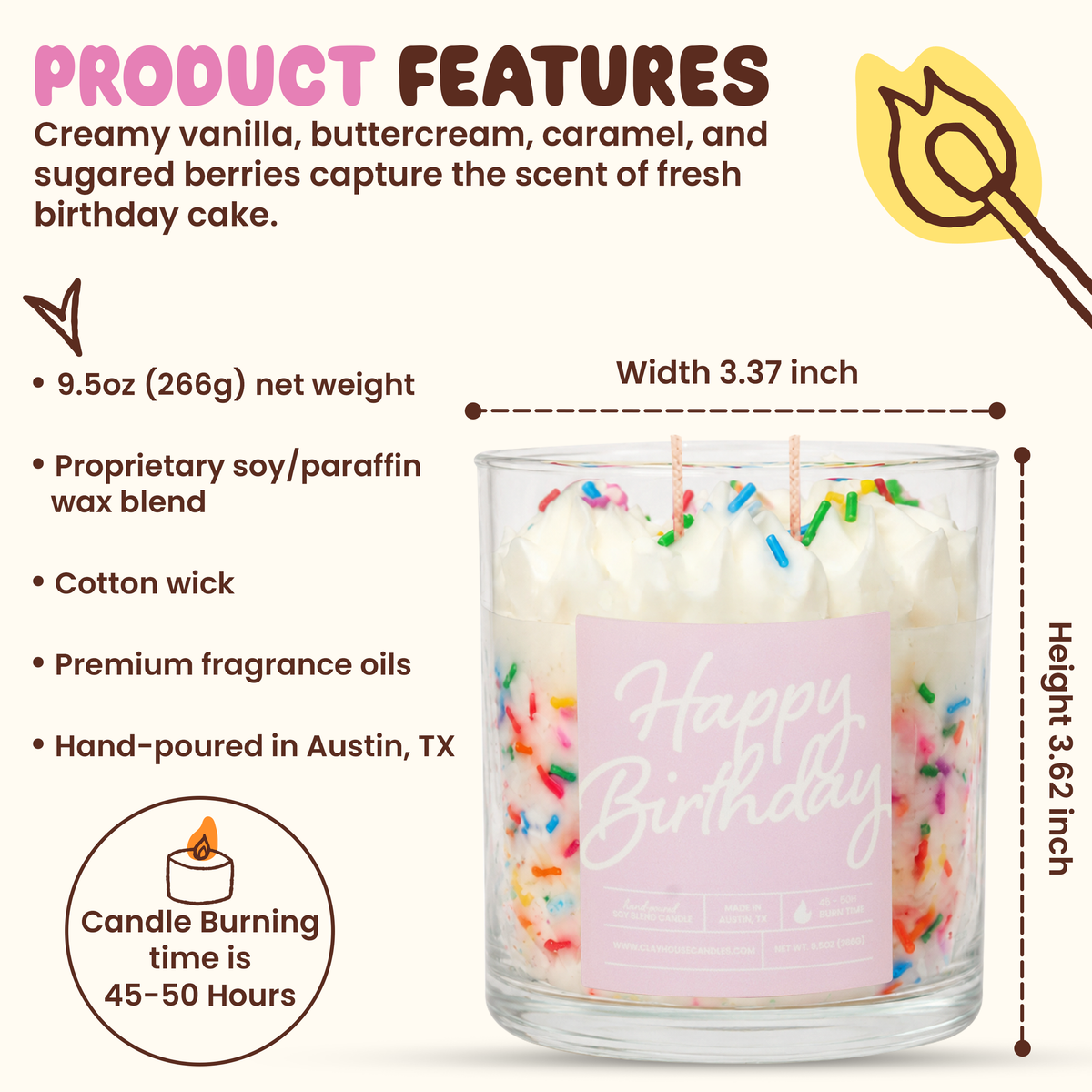 Birthday Cake Container Candle