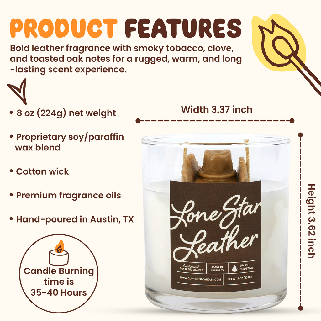 Lone Star Leather Container Candle