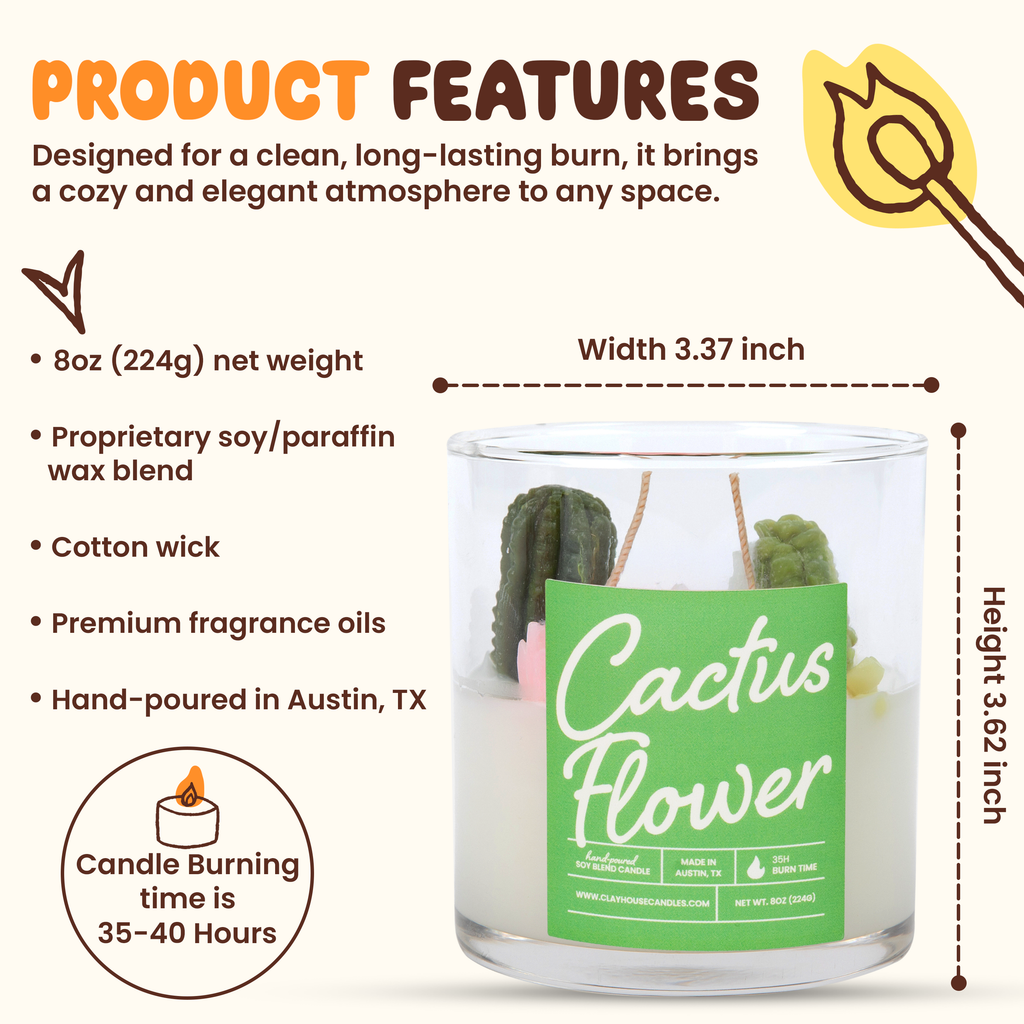 Cactus Flower Container Candle