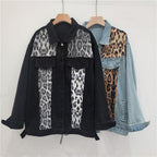 Wild Leopard Denim Jacket Top – Stylish Cowgirl Fashion with Leopard Print and Sequins