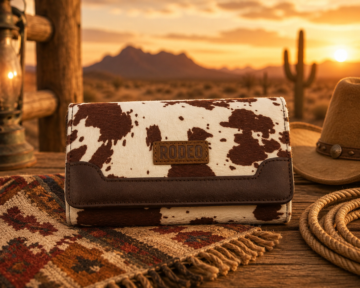 RODEO™ BROWN COW PRINT WALLET
