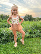 Fall bows mesh tie romper