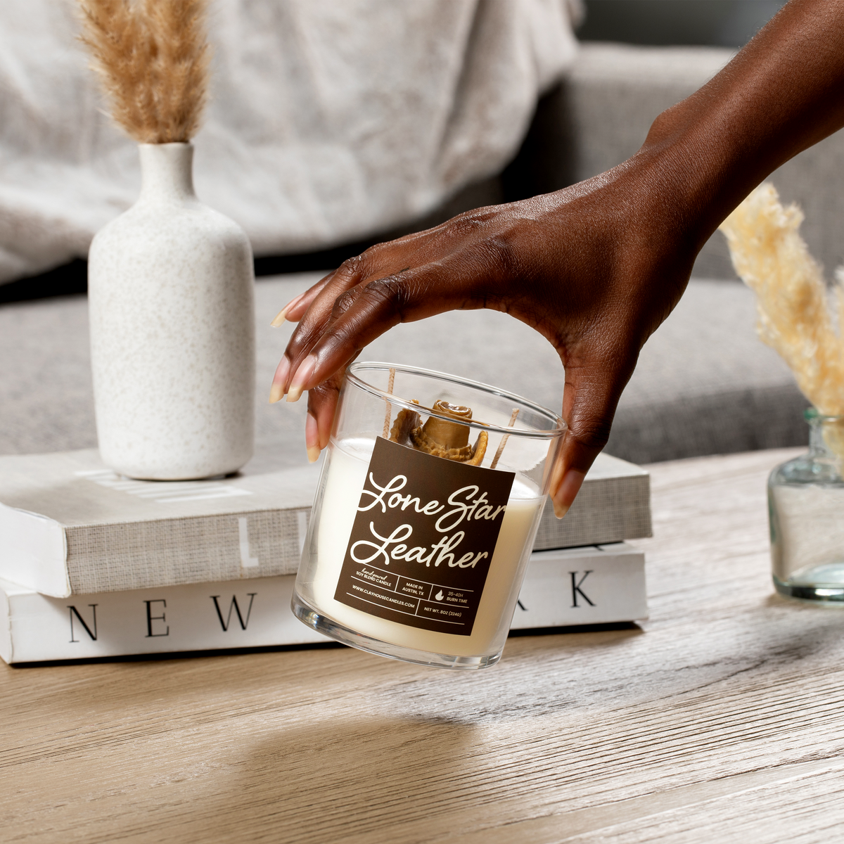 Lone Star Leather Container Candle