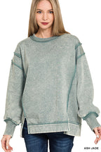 Acid Wash Exposed Seam Fleece Zenana Sweatshirt *Multiple Colors*