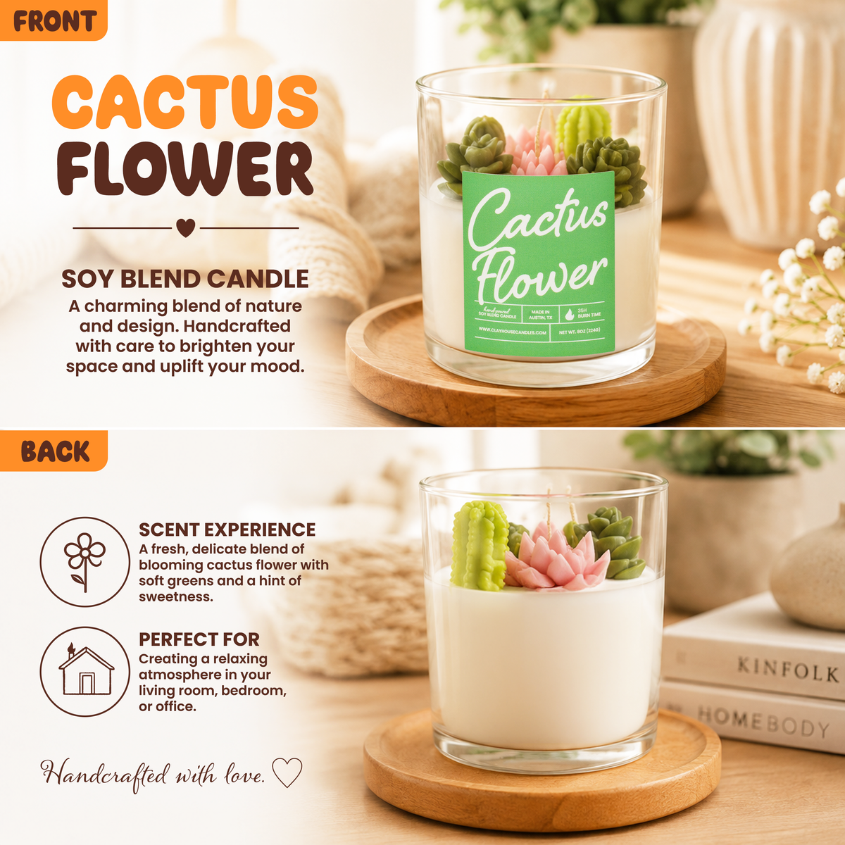 Cactus Flower Container Candle