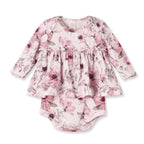 Watercolor Floral Skirted Baby Bodysuit - Bamboo