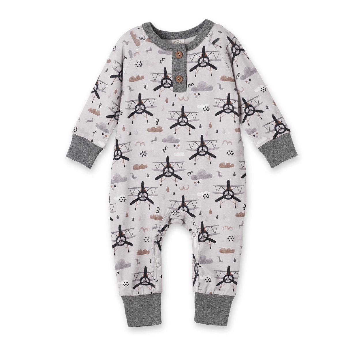 Airplane Henley Romper – Soft Bamboo Baby Outfit