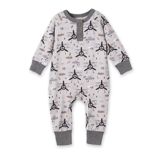 Airplane Henley Romper – Soft Bamboo Baby Outfit