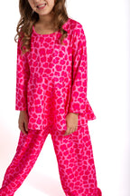Pink leopard ribbed lounge set