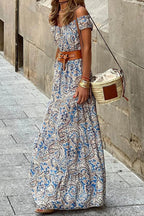 Prairie Blossom Off-Shoulder Maxi Dress