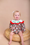 Santa baby smocked ruffle romper