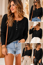 Waffle Knit Henley Top