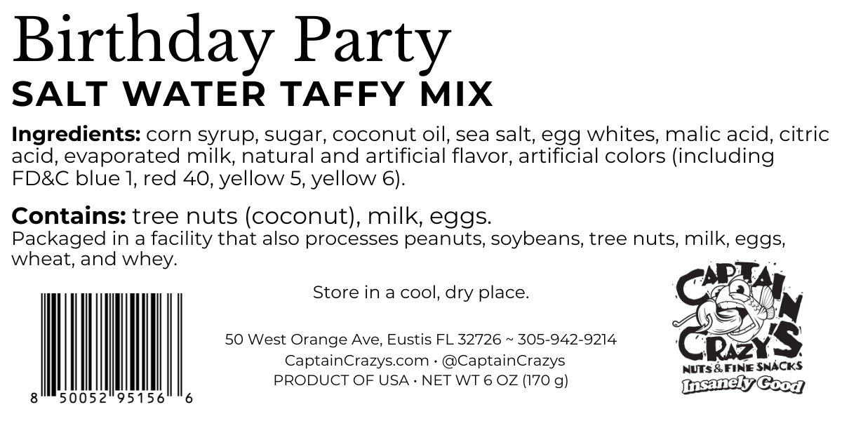 Birthday Party Salt Water Taffy Mix | Birthday Cake, Bubble Gum & Sweet Treat Flavors