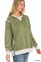 Fleece Acid Wash Zenana Pullover