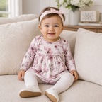 Watercolor Floral Skirted Baby Bodysuit - Bamboo