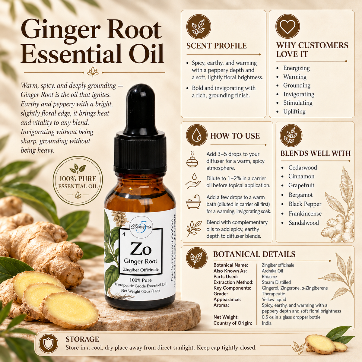 Ginger Root | Essential Oil | Zingiber officinale