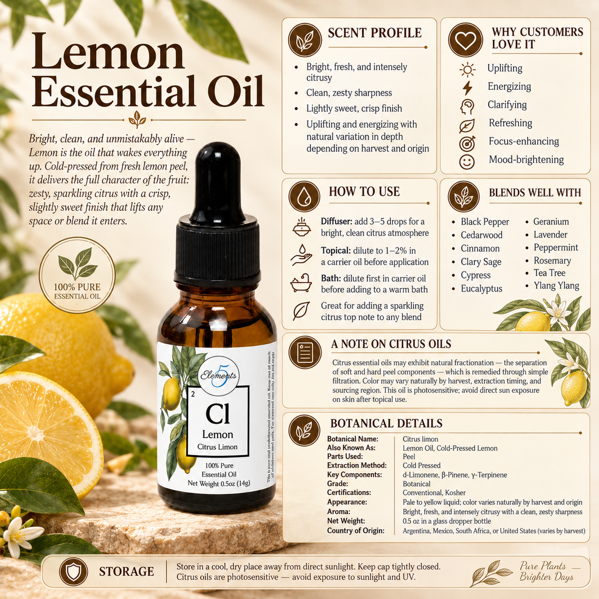 Lemon | Essential Oil | Citrus limon