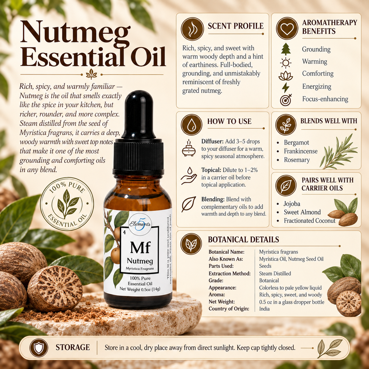Nutmeg | Essential Oil | Myristica Fragrans