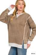 Fleece Acid Wash Zenana Pullover