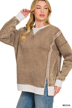 Fleece Acid Wash Zenana Pullover