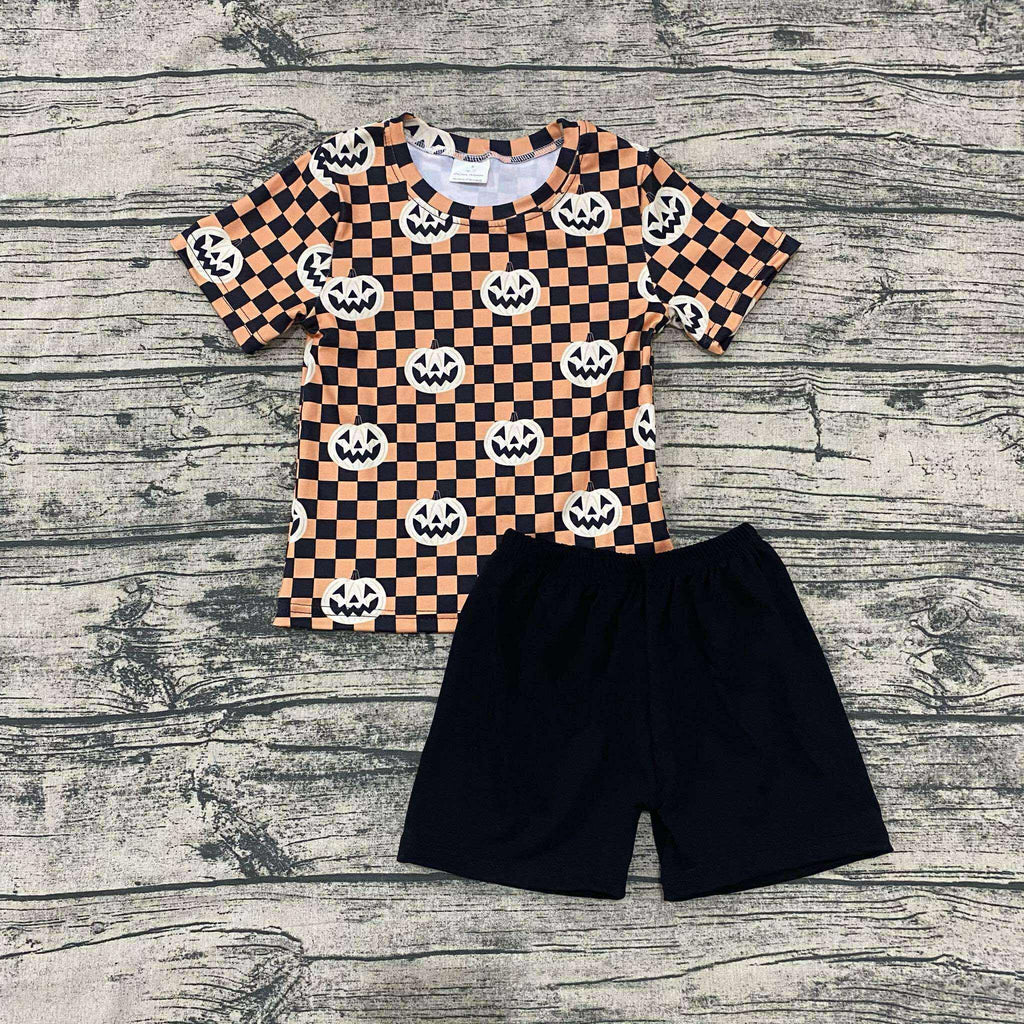 Checkered pumpkin boys set