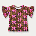 Faith bows leopard ruffle tee