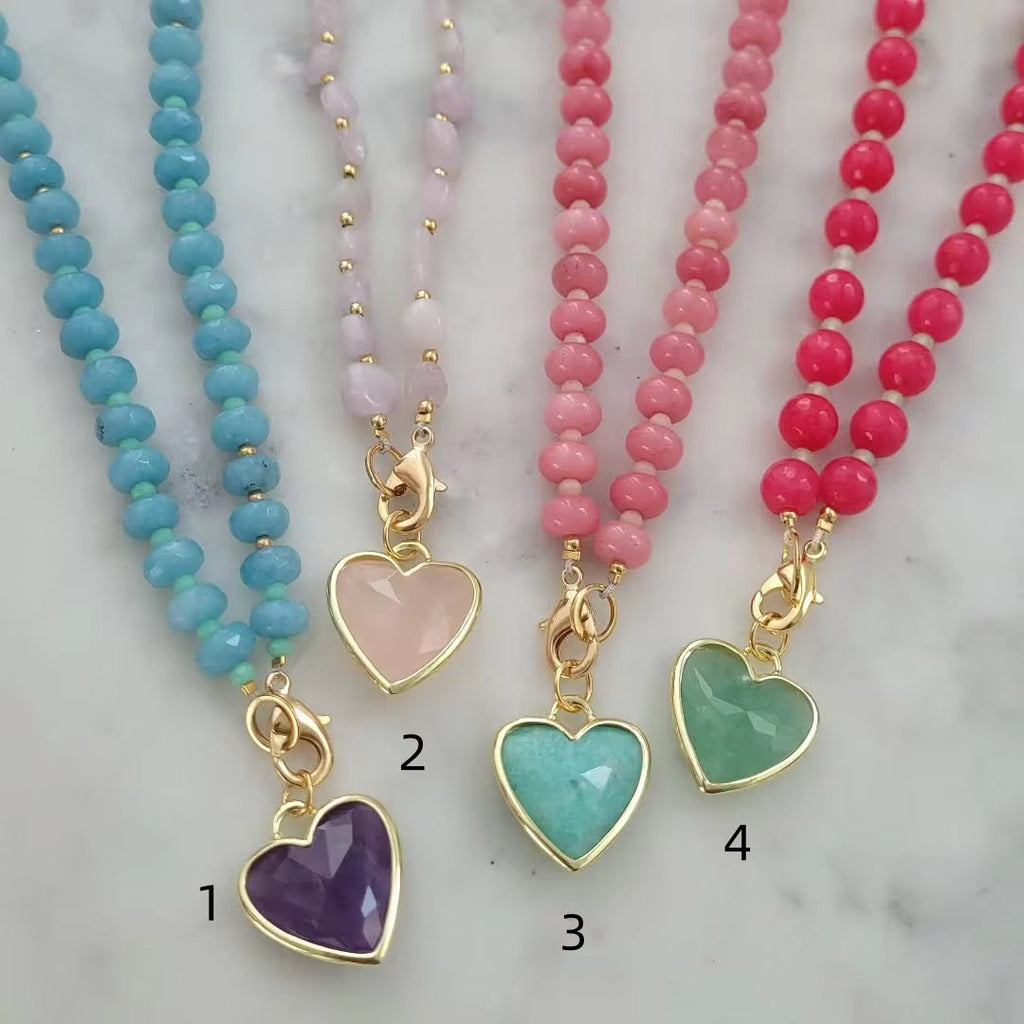 Trendy Heart Beaded Clasp Necklace