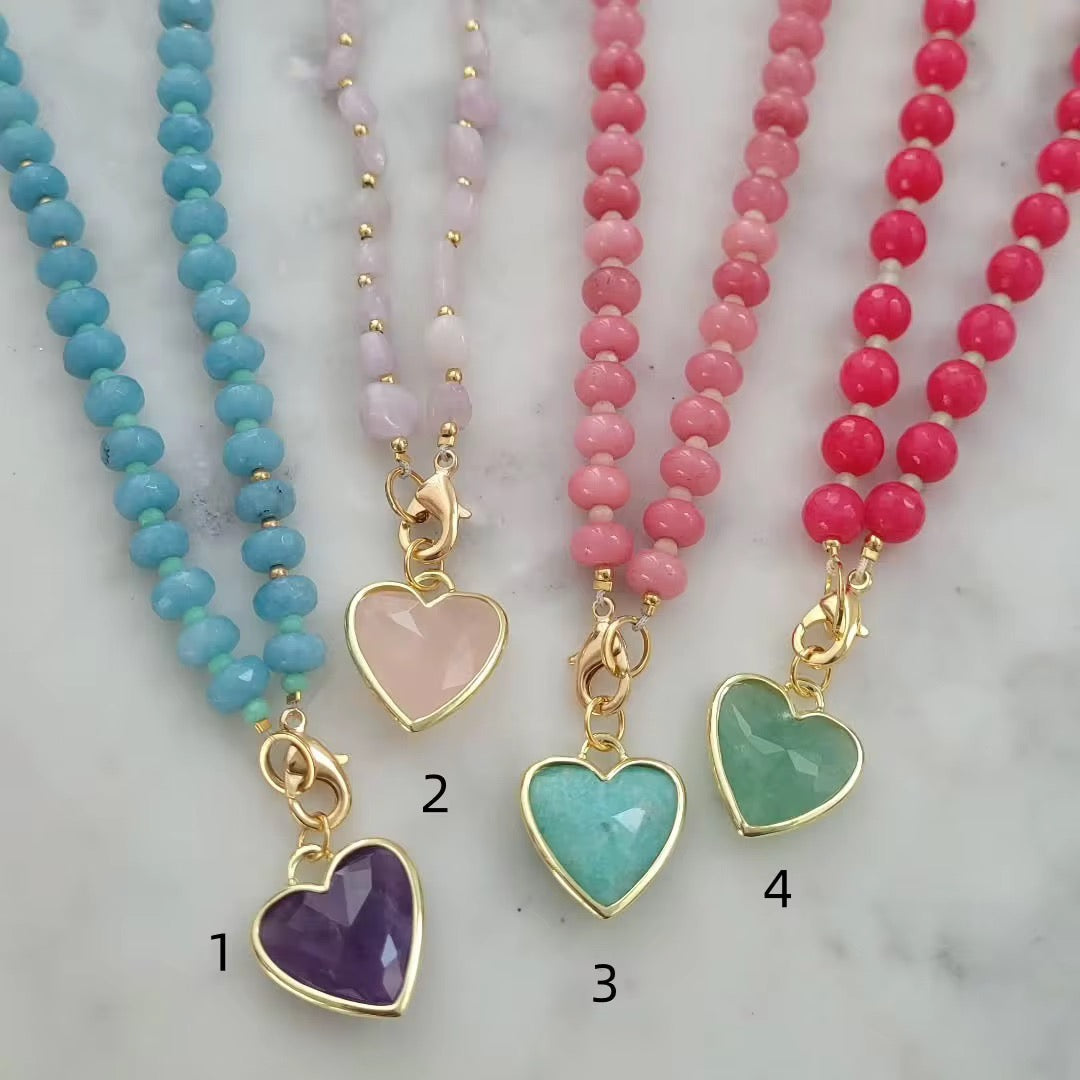 Trendy Heart Beaded Clasp Necklace