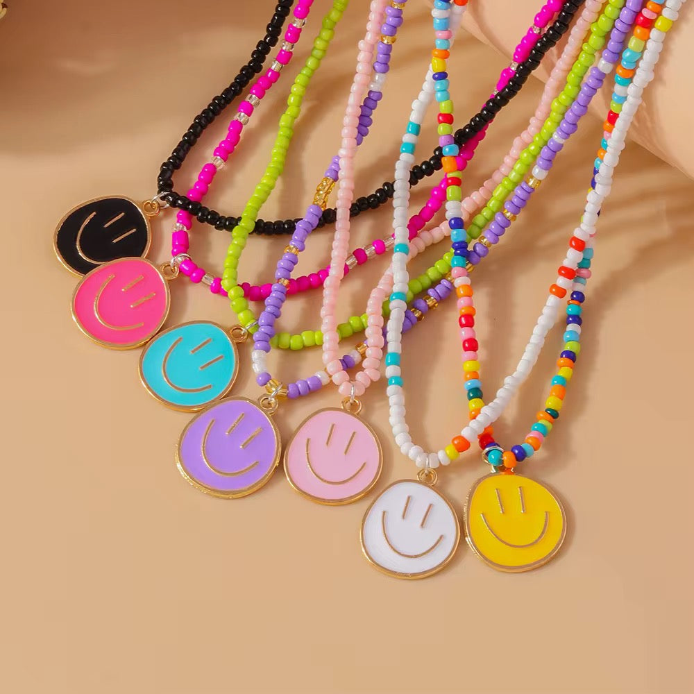 Smiley Beaded Necklace