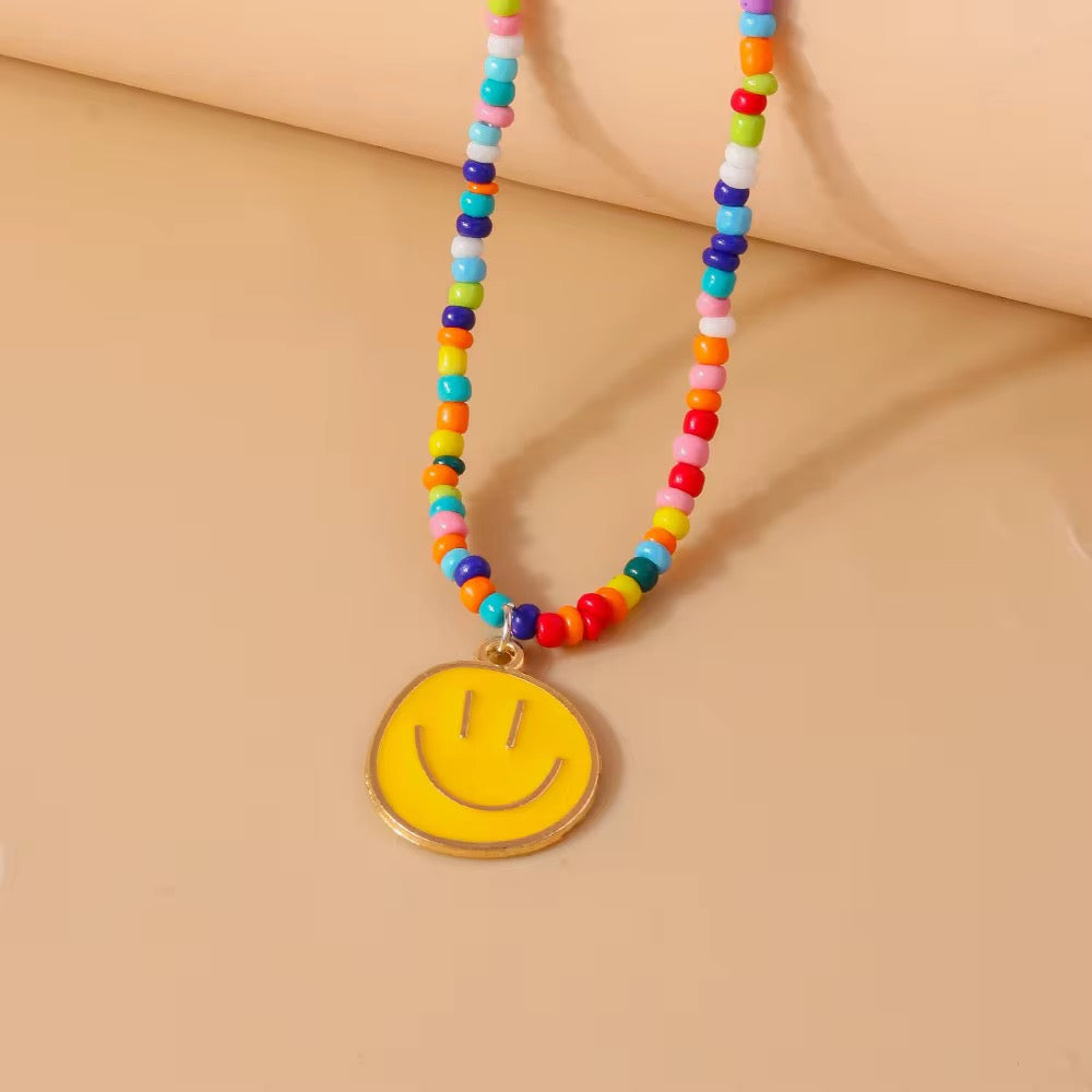 Smiley Beaded Necklace