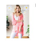 HEIMISH CORAL 3/4 SLEEVE BURNOUT CARDIGAN