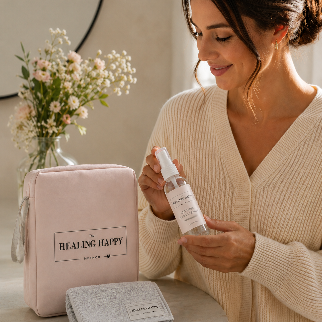 Sola LED Mask Care Kit – Protective Storage Bag, Cleaner & Microfiber Cloth