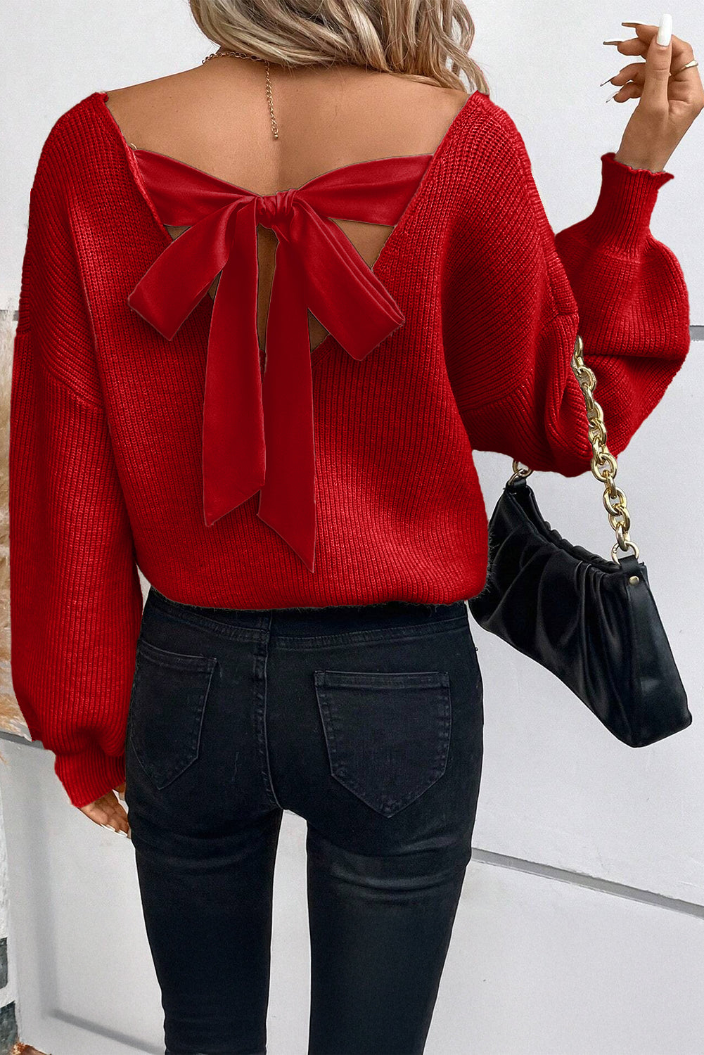 Lantern Knot Back Sweater *Multiple Colors*