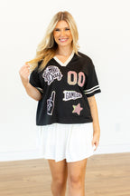 Gameday Black Jersey With Iridescent Sequin