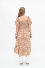 Puff Sleeve Midi Dress, Rust Floral