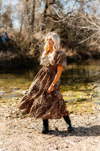 Puff Sleeve Midi Dress, Leopard