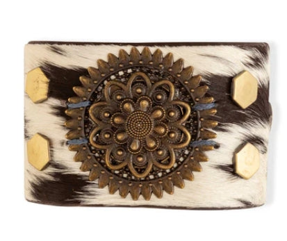 Brandianna Hair-On Hide Cuff Bracelet In Dark | Myra Bag